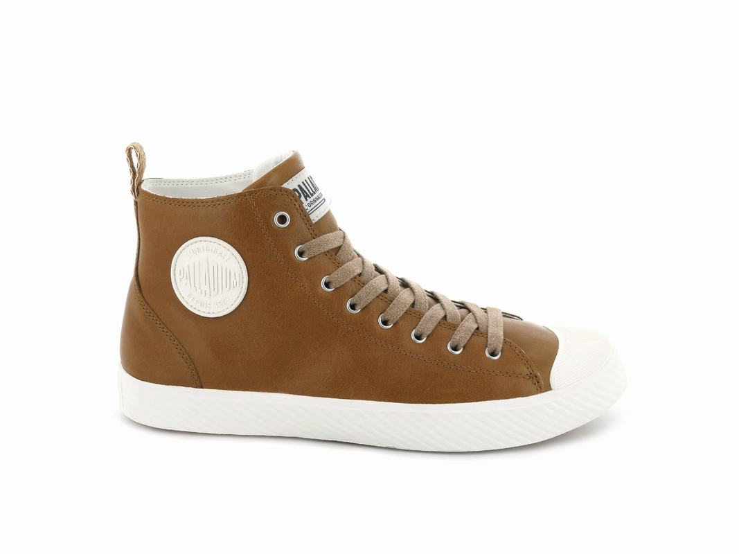 Zapatos Palladium Pallaphoenix Mid Leather Altas Hombre - Marrones ||PWLI-50983||